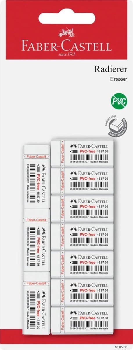 Faber-Castell gum - set van 10 stuks - afmetingen 42x19x12mm - wit - FC-188530 (EAN: 9556089886130)