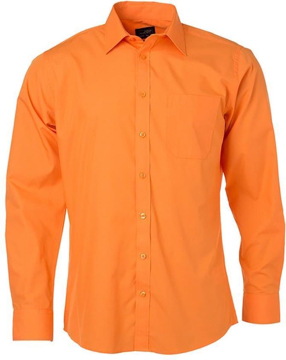 James and Nicholson Heren Longsleeve Poplin Shirt (Oranje) (EAN: 5059000697265)