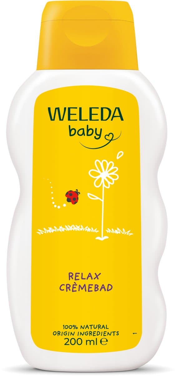 Weleda Baby Calendula Relax Crèmebad - Lavendel & Neroli - Baby Badolie - Kalmerende, Ontspannende Geur - Reinigt, Verzorgt & Kalmeert - 100% Natuurlijke Ingrediënten - 200ml (EAN: 3596200052705)