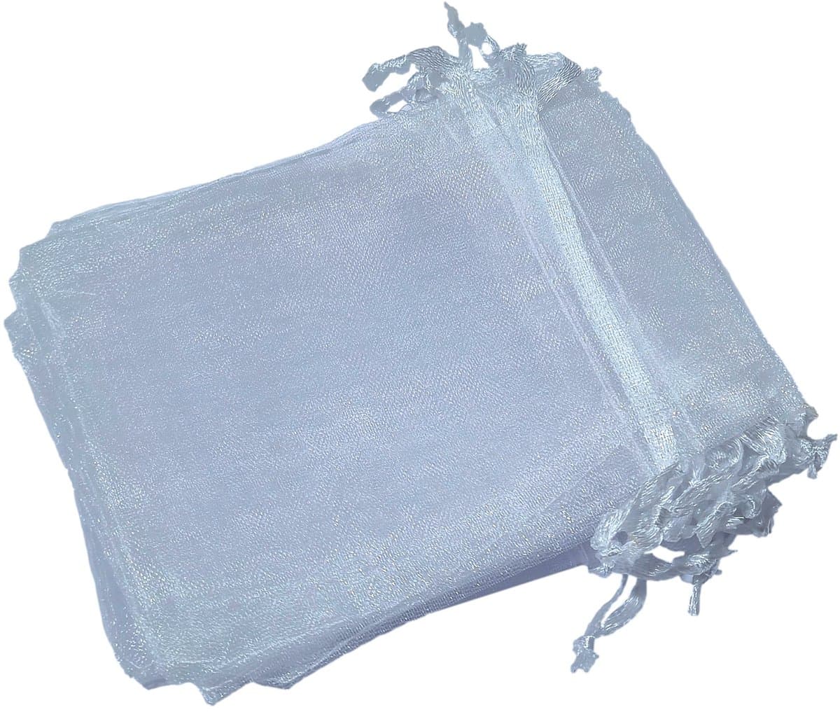 Prigta - Organza Zakjes Wit 7 x 9 cm - 50 stuks - Kleine Cadeauzakjes - Herbruikbaar - Luxe Organza - Voor Sieraden, Bedankjes & Kerst - Met Satijnen Trekkoord (EAN: 8720682331842)
