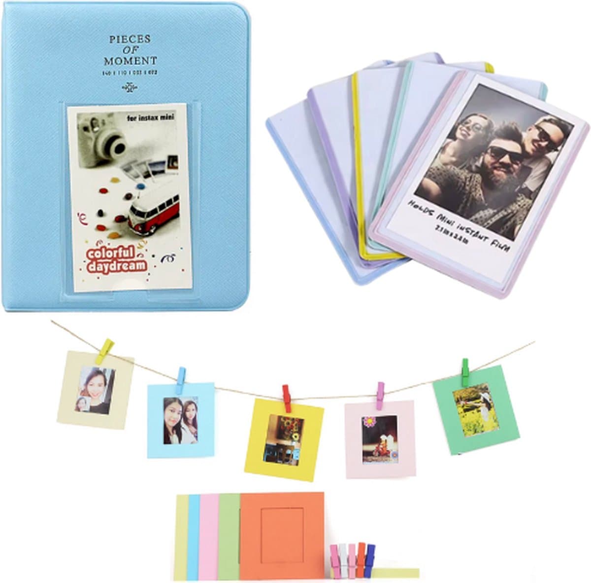 Instax Mini Luxe Accessoires Set | Fotoalbum 65-vaks + 4 Magnetische Fotolijstjes + Fotoslinger | Geschikt voor (o.a.): Fujifilm Instax Mini 12 / 7s / 8 / 9 / 99 / 11 / Evo / 25 / 90 / Link / SP-2 / Film Polaroid | Fotoboek Foto Album Fotoslinger ...