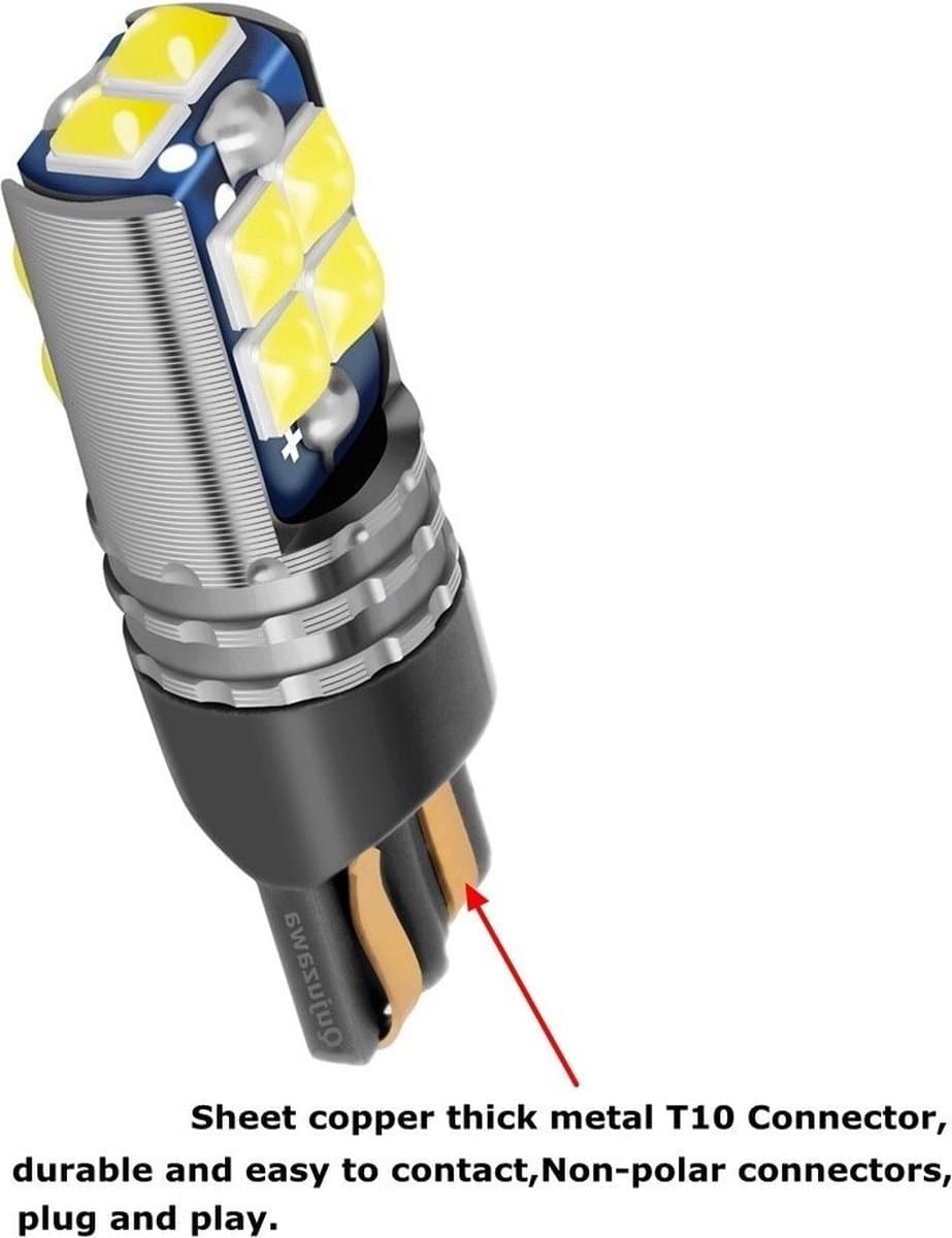 High Power led T10 Wit - W5W Verlichting (set) [Stadsverlichting - Parkeerverlichting - Kentekenverlichting - Interieurverlichting] (EAN: 7439605241243)