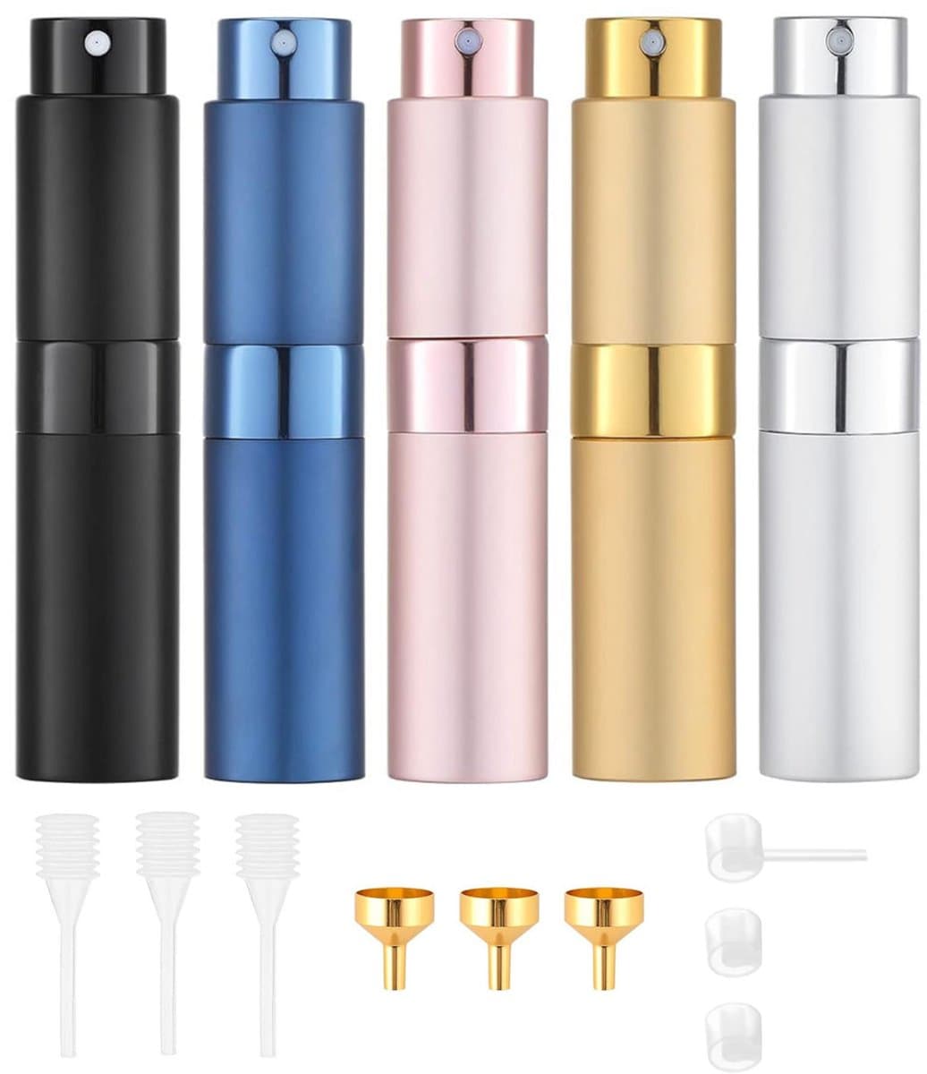 Parfum Verstuiver Navulbaar - 5 Stuks - Reisflesjes 8 ML - Mini Parfum Flesje - Parfum Reisflesje - 5 Kleuren (EAN: 8721184181553): Wat Is Het Eigenlijk