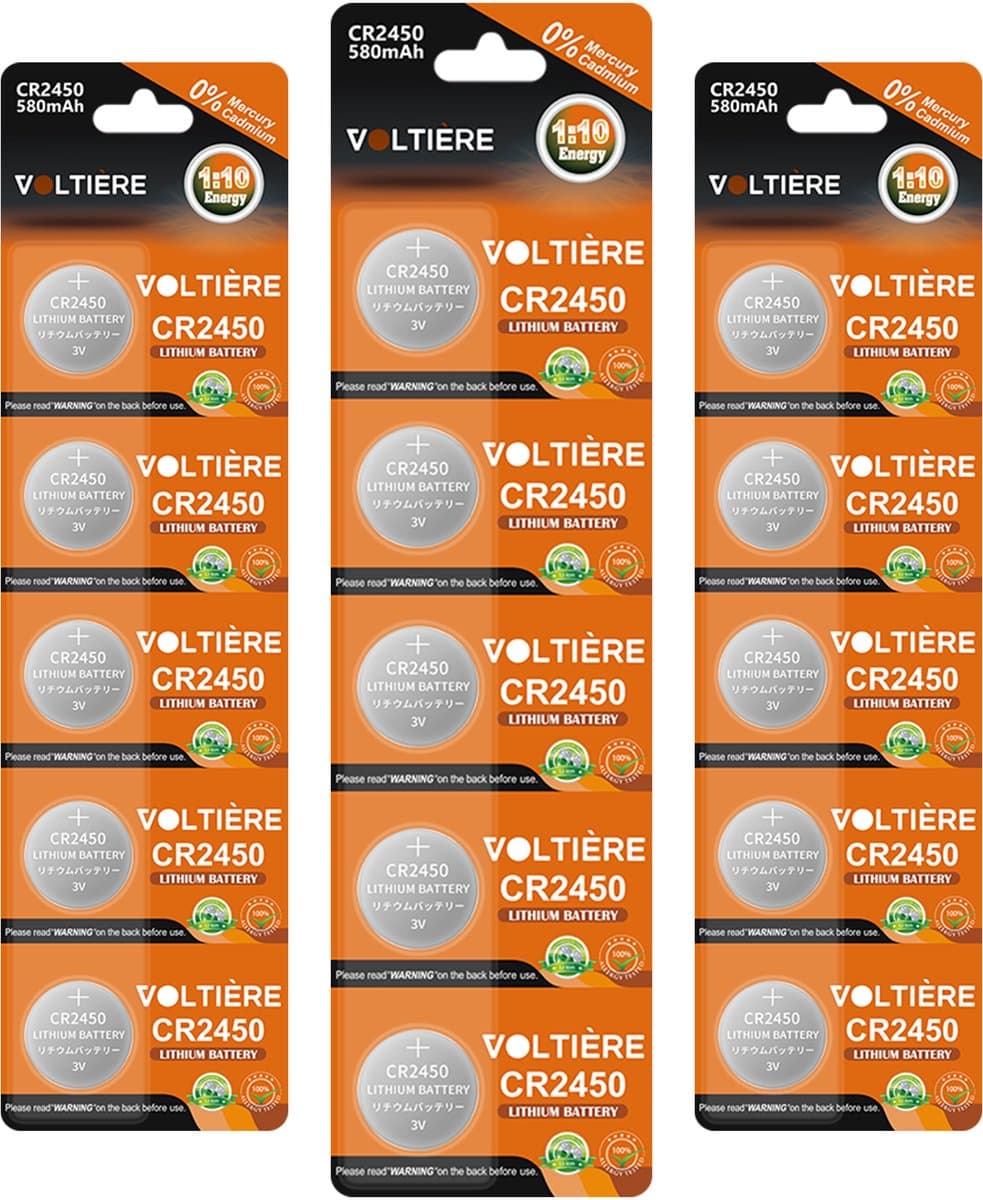 Voltière 15-Pack CR2450 Knoopcel Batterij - Lithium 3v CR2450 (EAN: 8721249228704)