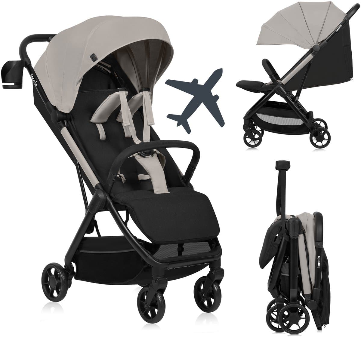 Lionelo Julie Air - Ultralichte Buggy - Reisbuggy - Auto-Folding & Compact - Slechts 7,5 kg - Reizen & Handbagage - Verstelbare Rugleuning tot Ligstand - XXL Zonnescherm met UPF50+ - Onderhoudsvrije Wielen - Vanaf 6 Maanden tot 22 kg - Kinderwagen...