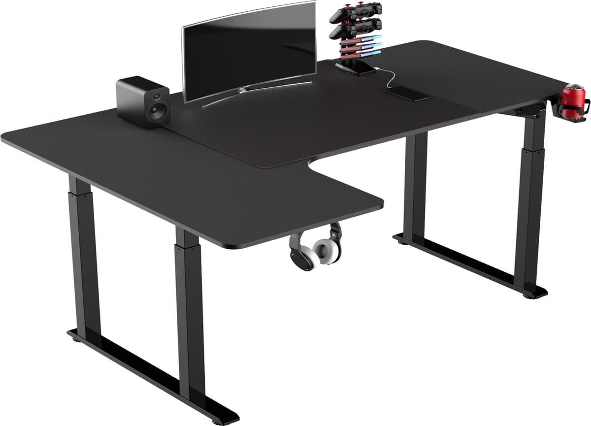Bureau zit sta elektrisch hoogte verstelbaar- hoekbureau L vormig - game bureau - kantoor werkplek bureau ergonomisch - game desk - 180 cm breed (EAN: 8719128191850)