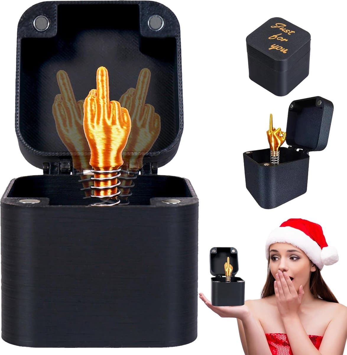 Geschenkdoos - cadeaudoos - prank - cadeauverpakking doosje - grappen doos - prank box - Grappig - Giftbox - Cadeau - Verjaardagskado - Kado 3D - Grappige Middelvinger - 5x5cm - Kerstcadeau - Kantoor Prank Cadeaudoos - Rare Spullen - Zwart (EAN: 9...