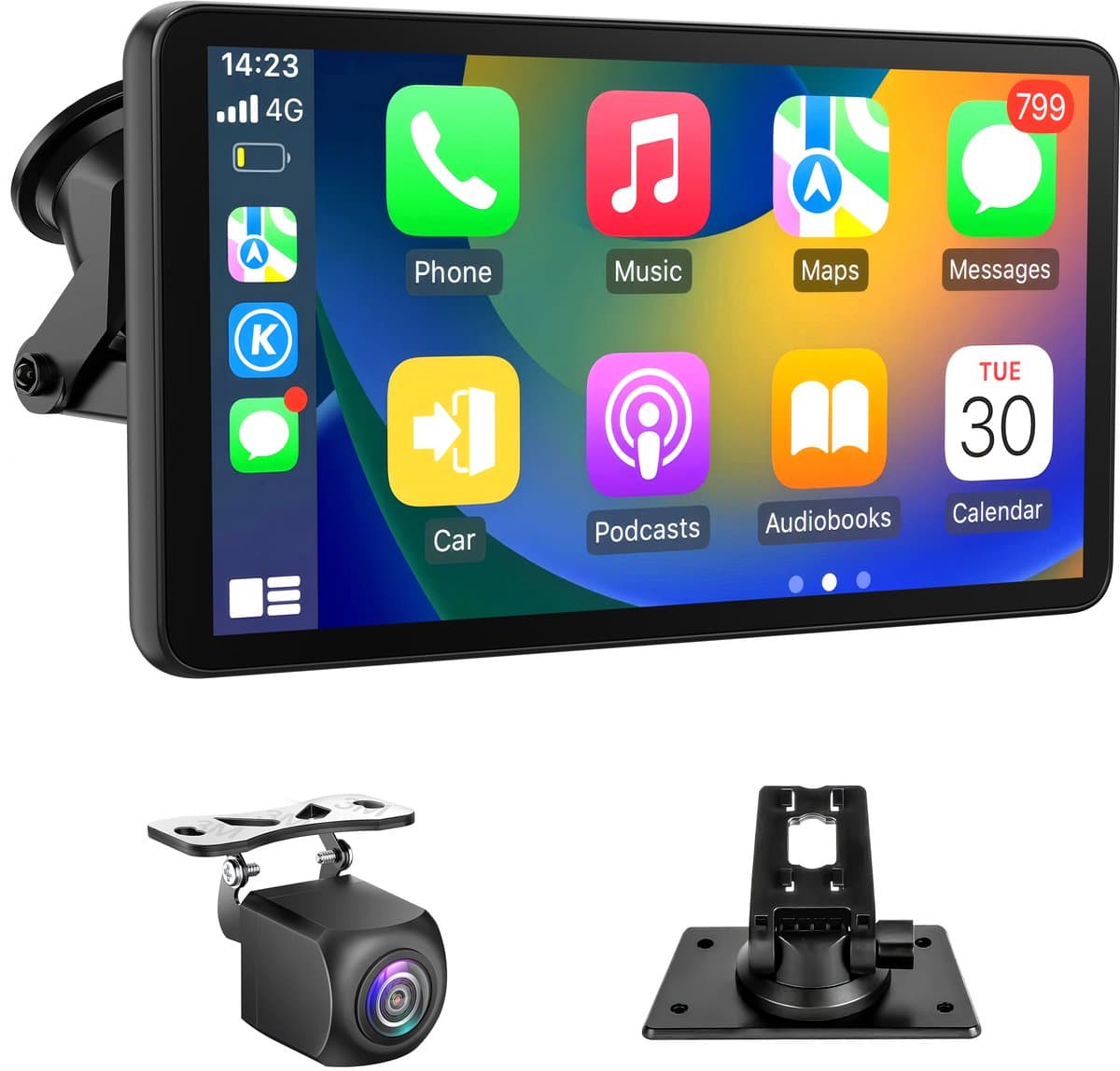 Olvy Carplay Scherm - Geschikt voor Apple & Android - Incl. Achteruitrijcamera - Navigatiesysteem Auto - Draadloos - Touchscreen - Universeel - Multimedia Autoradio - 7 Inch (EAN: 8721008788173)