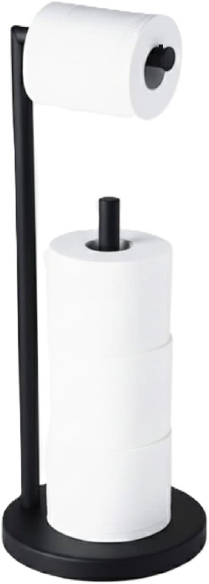 DISEV® - WC rolhouder - Stainless wc rolhouder staand - Toiletrolhouder - WC rolhouder zwart - Toiletrolhouder en reserverolhouder - RVS - Geschikt voor 3+1 WC papier rollen - 2 in 1 (EAN: 8721082956703): De struggle van de toiletrol (we’ve all be...