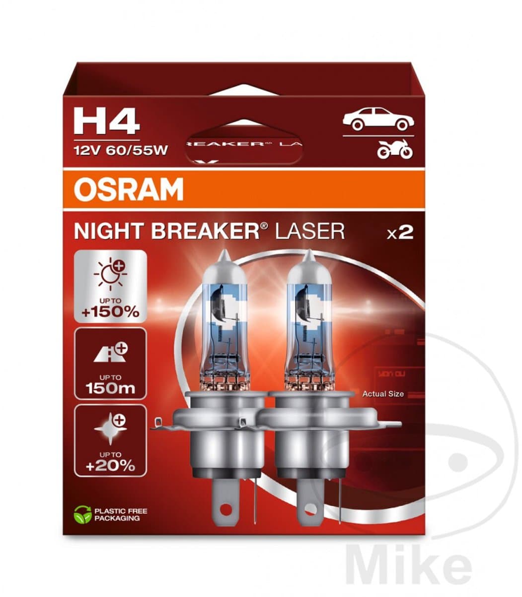 OSRAM Night Breaker Laser - H4 halogeen autolampen – tot 150% meer licht en 150m zicht - 64193NL-2HB - Duitse kwaliteit - set 2 lampen (EAN: 4062172387477): Een snelle, vlotte montage (en direct resultaat)