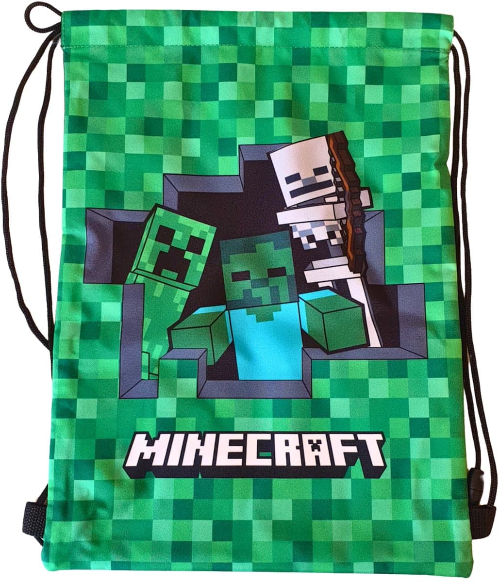 Minecraft Gymtas Jongens en Meisjes – Creeper Gymbag Kinderen – Sporttas met Trekkoord - Hoogte 38cm (EAN: 5063751000779)