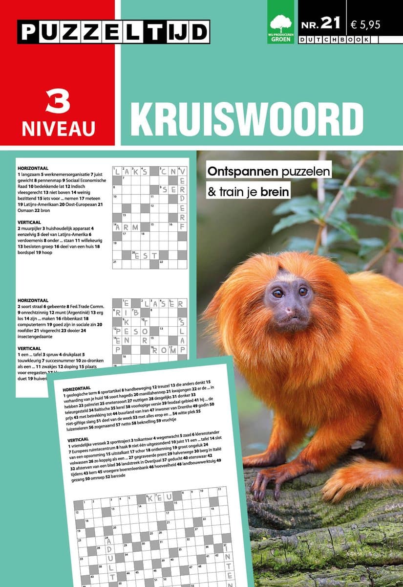 Puzzeltijd Kruiswoordpuzzelboek Niveau 3 Sterren – 96 Pagina’s – Voor Beginners & Gevorderden (EAN: 8710835875651)