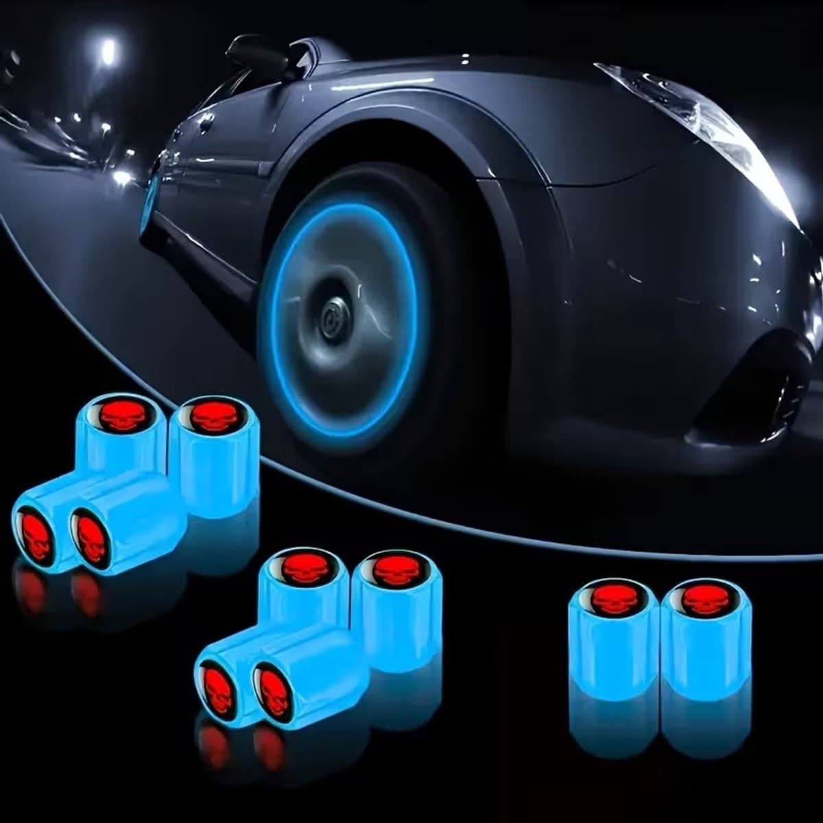 Lichtgevende ventieldoppen voor auto, 10 stuks glow in the dark luchtkappen, verlichte corrosiebestendige bandenspanningsdoppen, universeel voor auto, vrachtwagen, SUV, motorfietsen, fiets (EAN: 9506382743531): Wat is dit preisgegeven