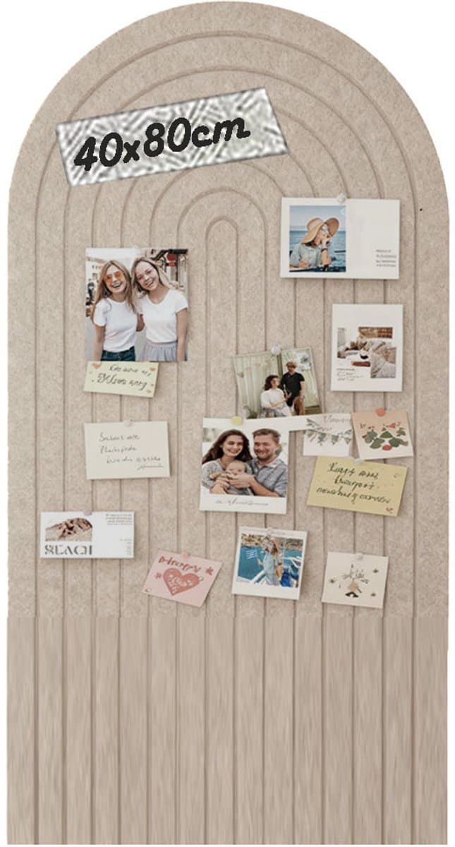 Prikbord 40x80cm - Groot gebogen vilten prikbord - Zelfklevend vilt - Alternatief voor kurkbord voor kantoor en wanddecoratie - Perfect om je foto's op te tonen - Donker camel (EAN: 8721525621113): 🎨 Design en functionaliteit in één
