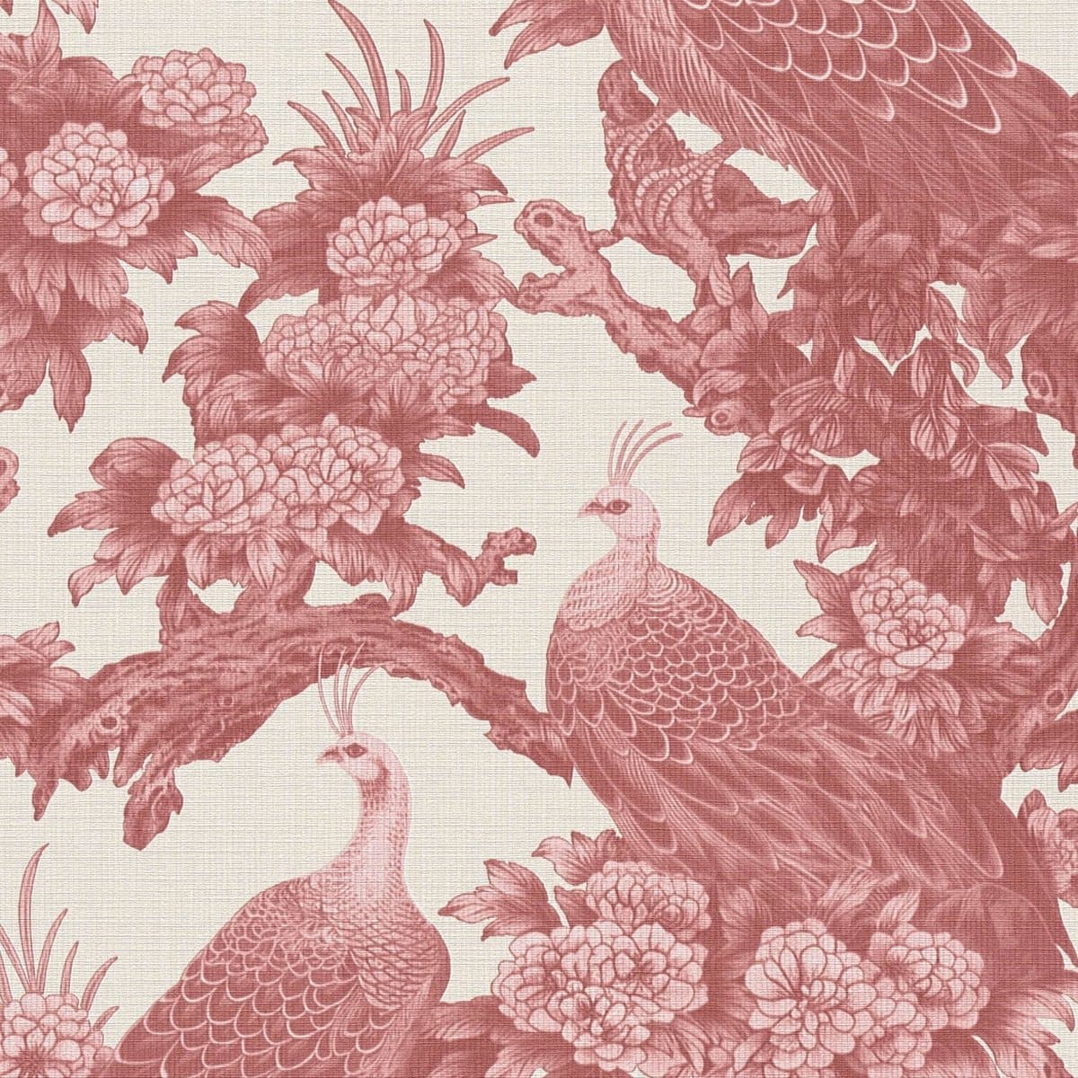 Vogels behang Profhome 399824-GU vliesbehang hardvinyl warmdruk in reliëf licht gestructureerd met bloemen patroon mat crème rood roze 5,33 m2 (EAN: 4255740723245): Waarom ik verliefd ben op de details