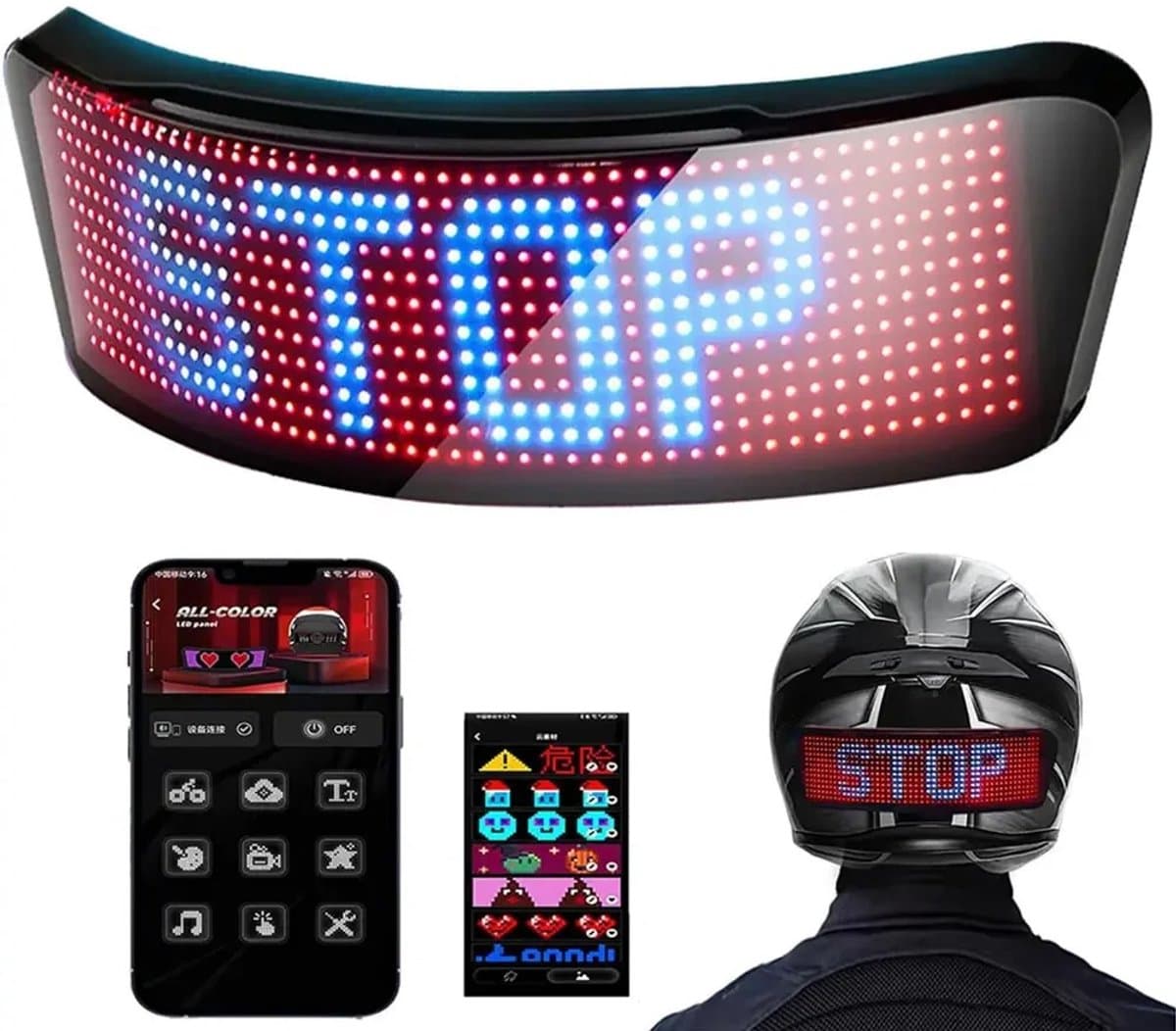 House of Balance SafeRide - LED Helm Display - Programmeerbaar via App - RGB Richtingaanwijzer - 12 uur Batterijduur - Helm Accessoires (EAN: 8721548101029): 📦 Wat zit er in de doos