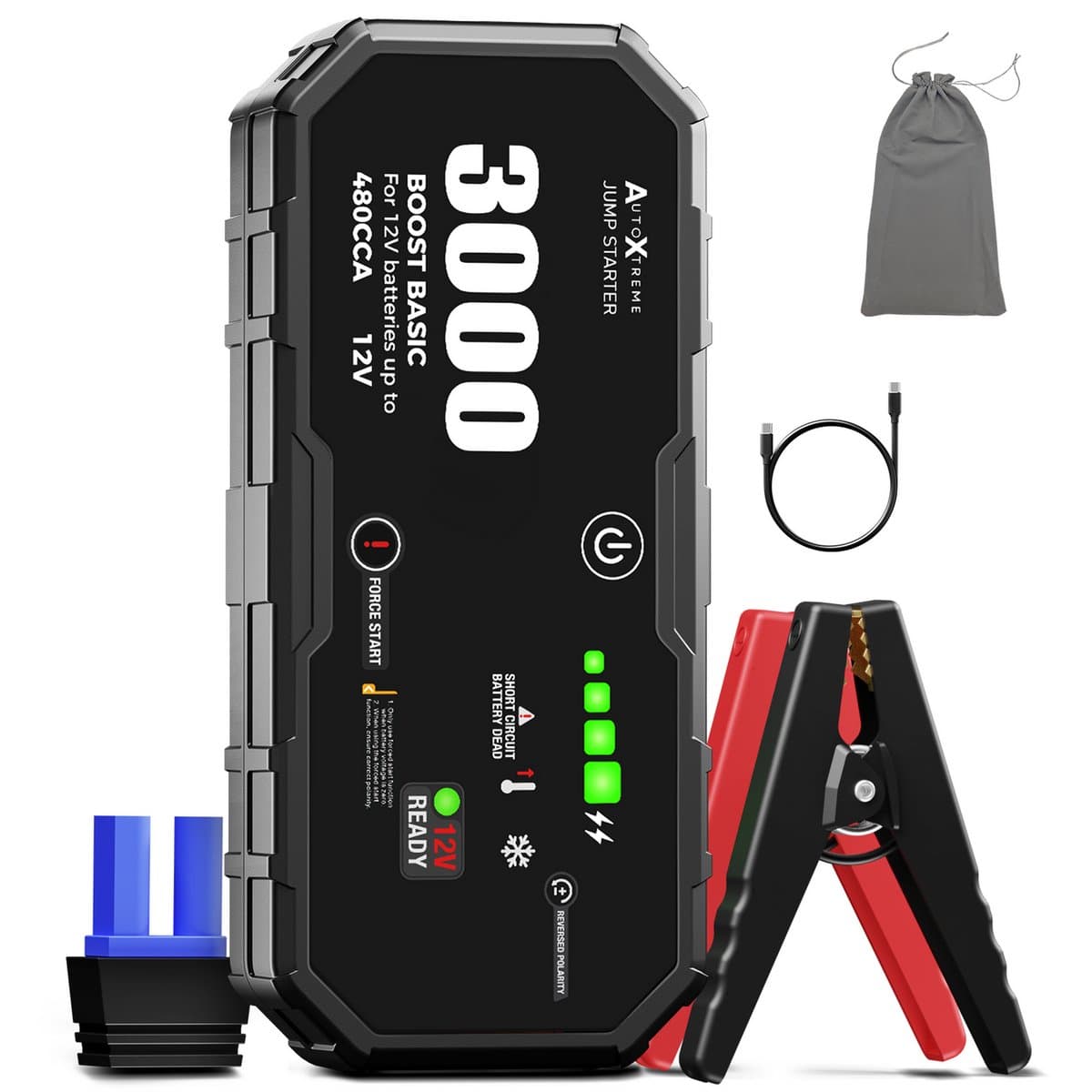 AutoXtreme Jumpstarter 12V voor Auto – 480CCA – Boost Basic 3000 – Starthulp met Forcestart, LED-scherm & Powerbank – Incl. Zaklamp & Opbergzak (EAN: 8721161027270): **Waarom deze jump starter**