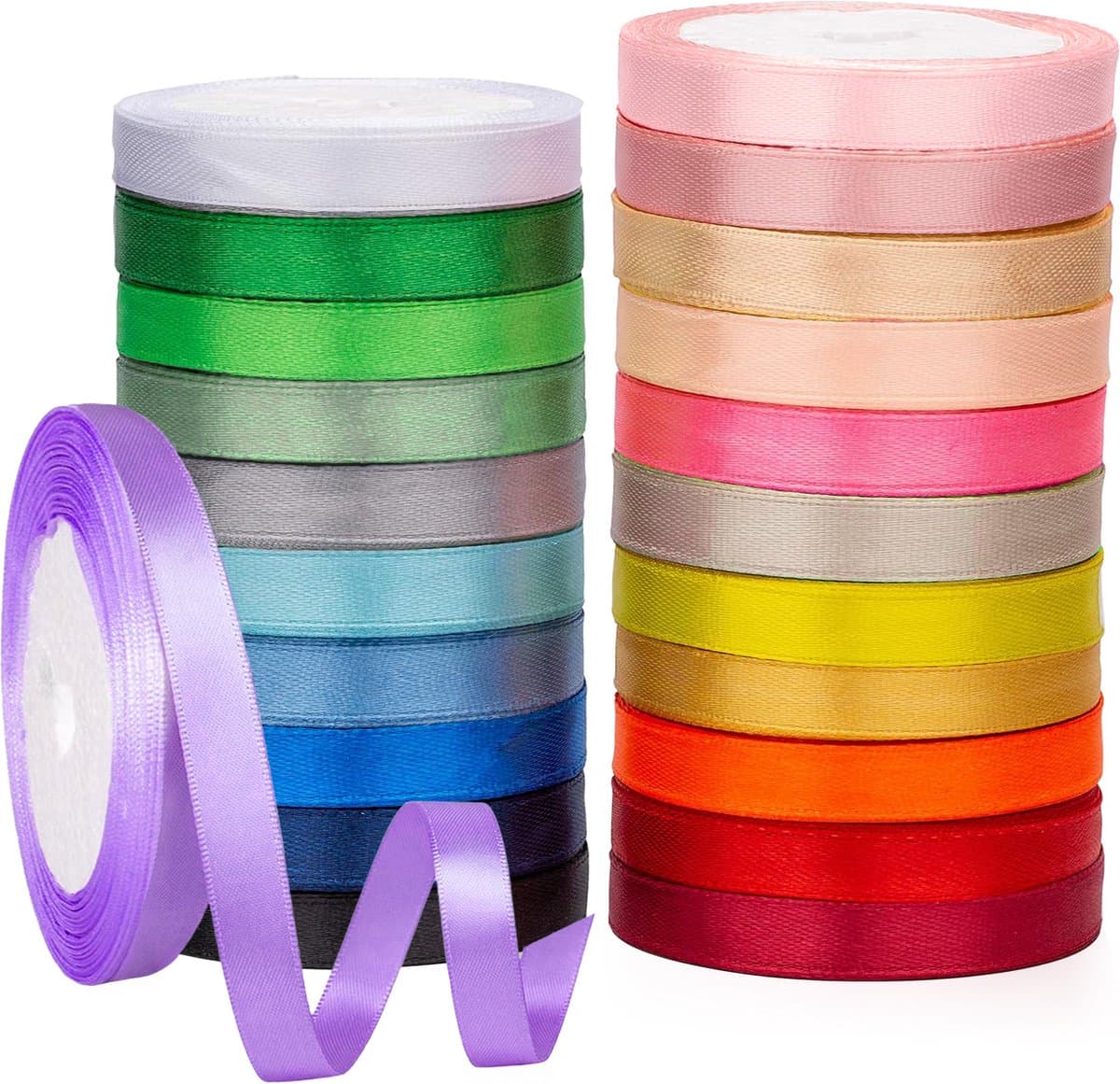 Feestio Satijn Lint Set - 22 Kleuren Linten – 1 cm Breed- Cadeaulint - Ribbon - Sierlint – Lintje - inpaklint (EAN: 8721325032423)