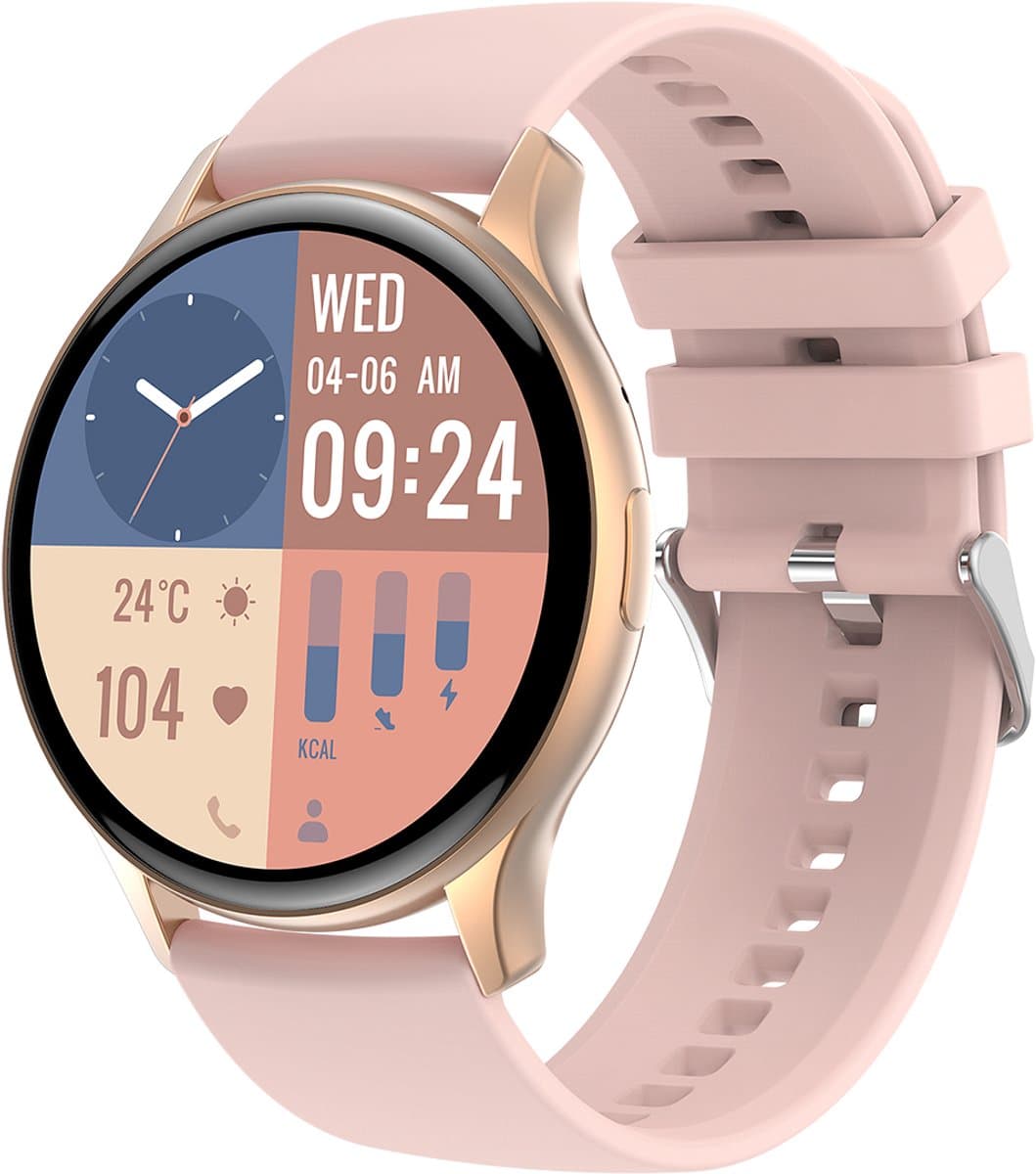 Evy24 Smartwatch R1 - Smartwatch - Sporthorloge - Smartwatch Heren en Dames - BT Bellen - Activity Tracker - Gezondheidsmonitor - Stappenteller - Rosé (EAN: 8720828483657)