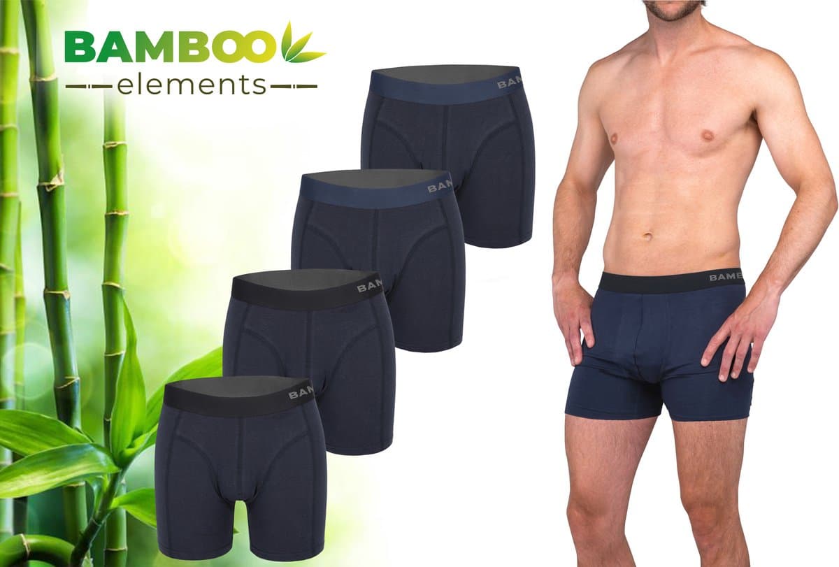 Bamboo Elements - Boxershort Heren - Bamboe - 4 Stuks - Navy - Ondergoed Heren - Heren Ondergoed - Boxer - Bamboe Boxershorts Voor Mannen (EAN: 8720254980423): Waarom bamboo 🌿
