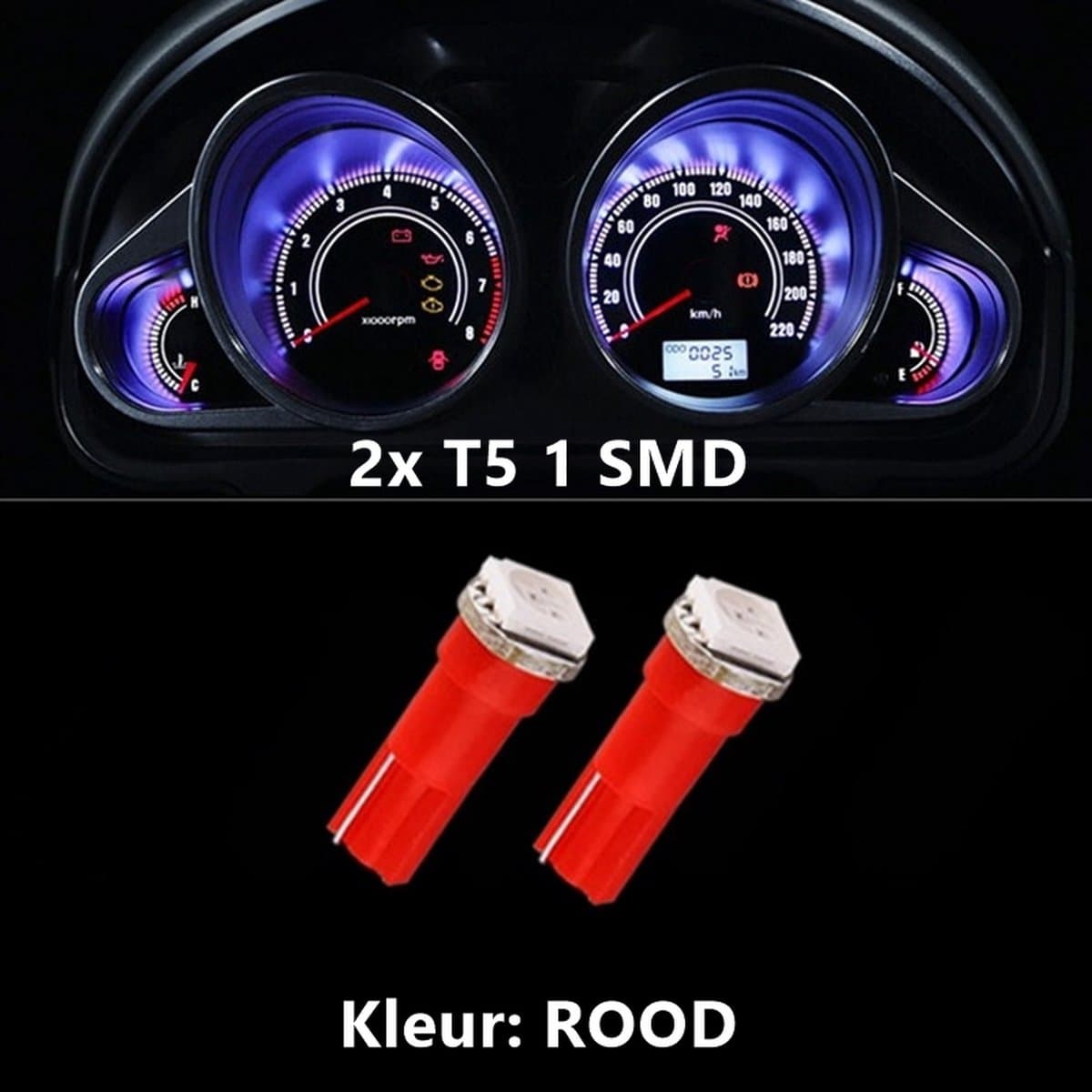 2x T5 ROOD CANBus Led Lamp 2-Stuks | 5050 | T5L200R | 1000K | 205 Lumen | 12V | 1 SMD | Verlichting | W3W W1.2W Led Auto-interieur Verlichting Dashboard Warming Indicator Wig auto Instrument Lamp | Autolamp | Autolampen | (EAN: 8785268411905): 🚗 W...