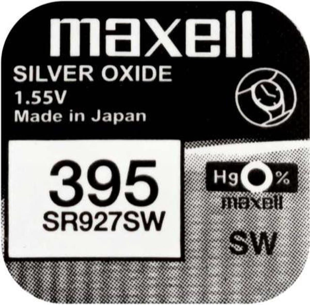 MAXELL 395 / SR927SW zilveroxide knoopcel horlogebatterij 2 (twee) stuks (EAN: 4902580131159)