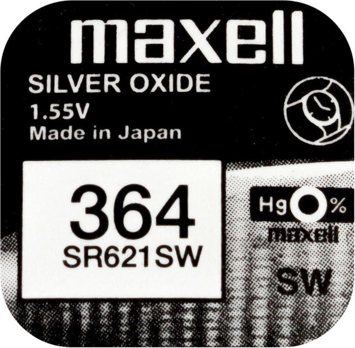 MAXELL 364 / SR621SW zilveroxide knoopcel horlogebatterij 1 (een) stuks (EAN: 4902761718919)