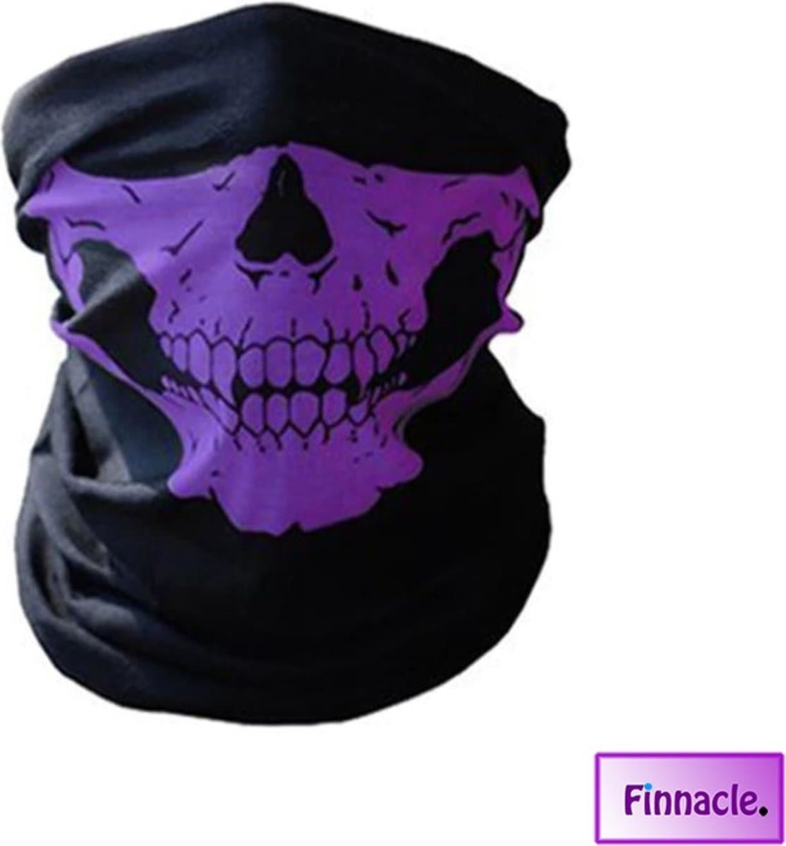 Finnacle - Balaclava Gezicht Shield Tactische Masker Paars 3D Schedel Sport Nek Warm Motor Masker Volgelaatsmasker Winddicht Motorfiets Mondkap Ski Outdoor Sport - Snel drogend - ademende stof (EAN: 8720783400416)