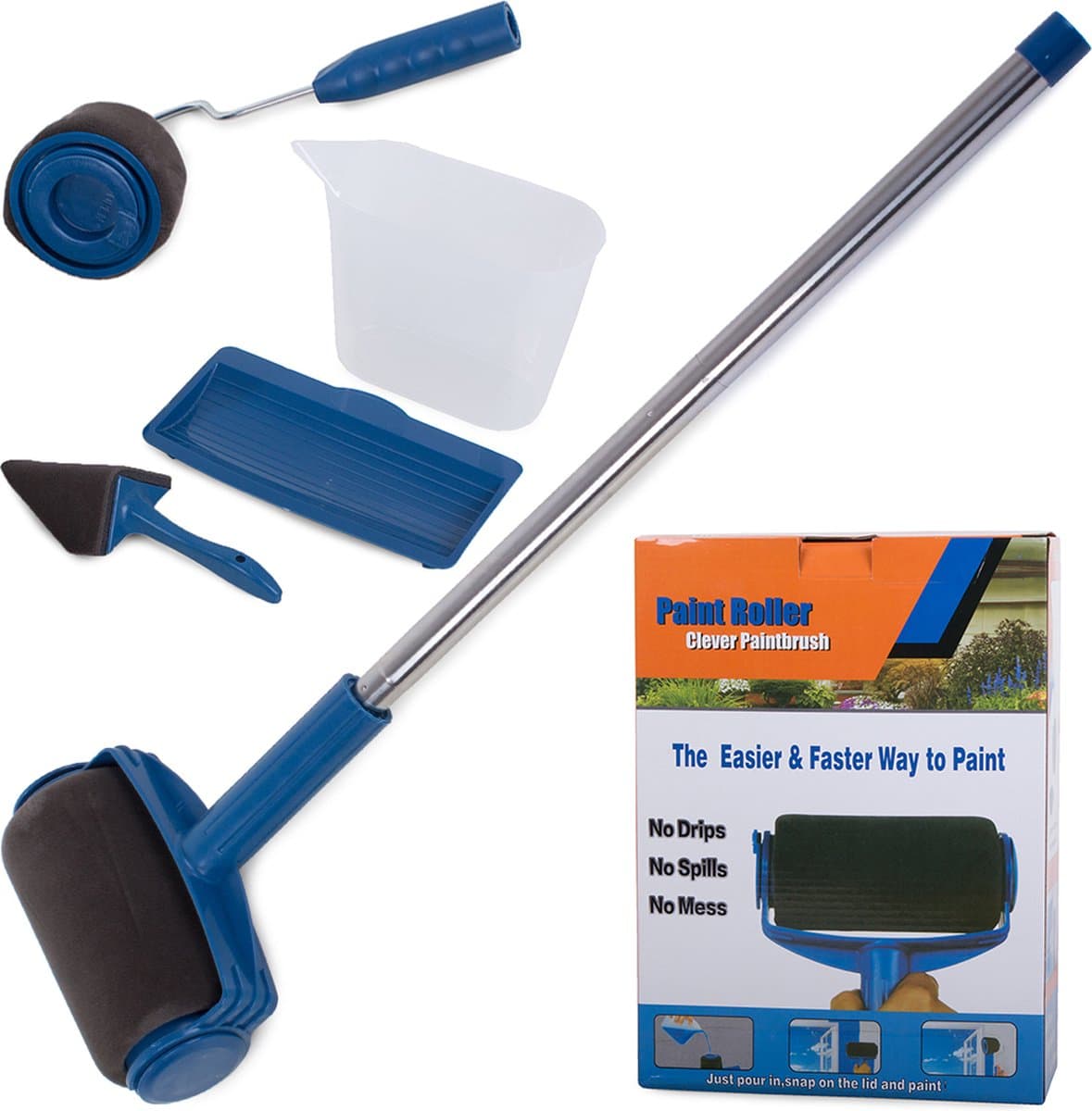 Paint Runner 5 delig anti drup verfroller met reservoir, hoekstrijker en randroller (EAN: 5907451316412): De belofte Snel, makkelijk en schoon