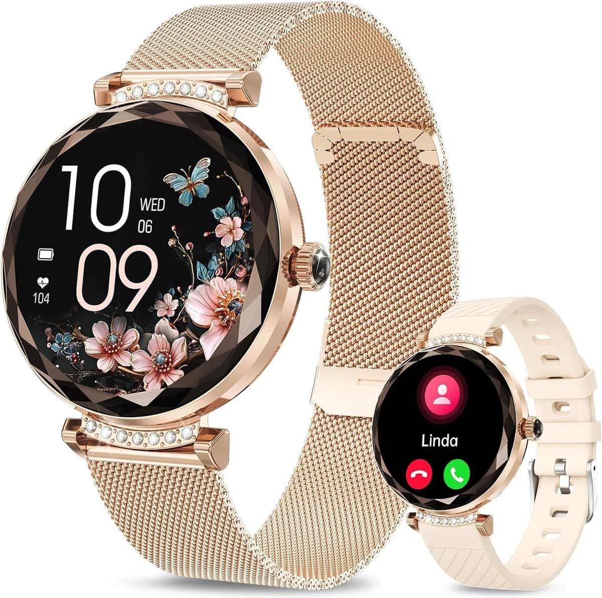 Synyq Diamond Smartwatch Dames Rosé-Goud - 39mm - AMOLED Scherm - 2 Bandjes - Horloge met Belfunctie - Bloeddrukmeter - Stappenteller - Dames Horloge -Android en iOS (EAN: 8720707160938): Waarom ik er meteen naar keek
