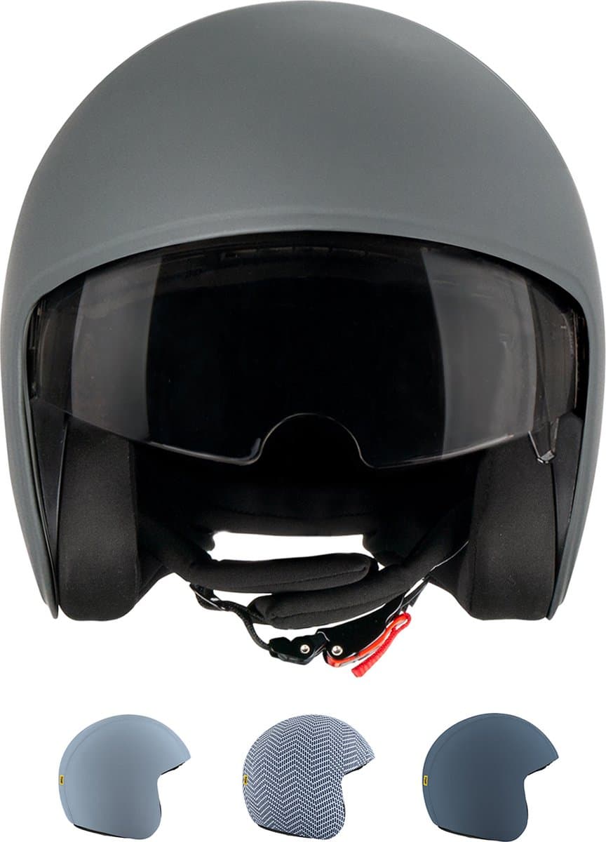 TOF BASE HELM 1.0 - Geschikt voor verwisselbare TOF SKIN - Scooter helm - Brommer helm - Motor helm - Jethelm - Fashionhelm - Retro helm - Goedgekeurde helm - Geïntegreerd zonnevizier (EAN: 8720865663036): **Waarom zou jij deze helm nodig hebben**