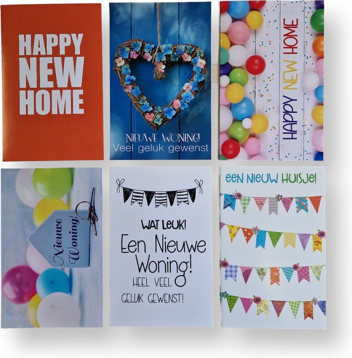 Cards& Crafts 6 Luxe Verhuizing wenskaarten Set - Nieuwe Woning - 17x12cm - Gevouwen kaart met envelop (EAN: 0710663454903)