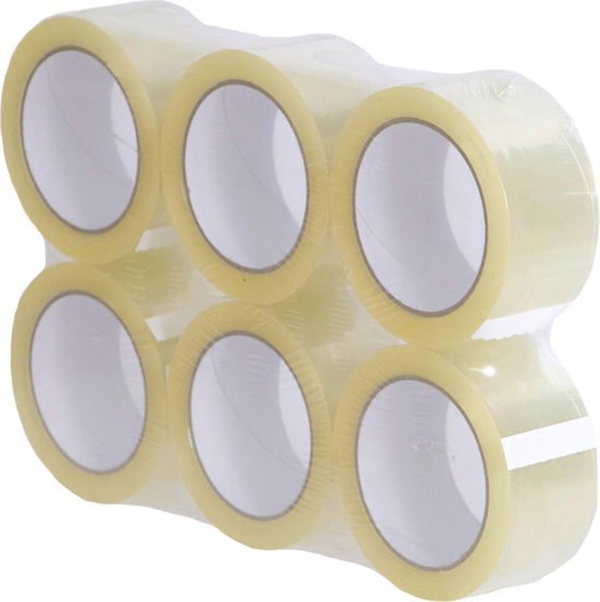 Verpakkingstape - dozentape transparant PP (Polypropyleen) solvent 50 Meter x 50 mm dikte 25u | Inpak tape | 6 stuks (EAN: 5404023107633)