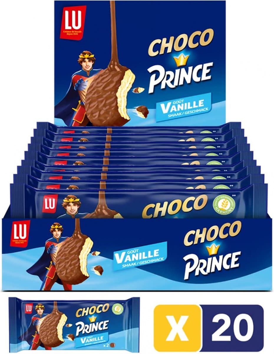Choco Prince vanille duo - gevulde koeken met vanille - 57g x 20 (EAN: 7622210124333): Eerste indruk “Wow, dat ziet er echt luxe uit!”  De eerste keer dat ik de doos zag, begon ik te glimlachen. De koekjes zien eruit alsof ze uit een boutique bakk...
