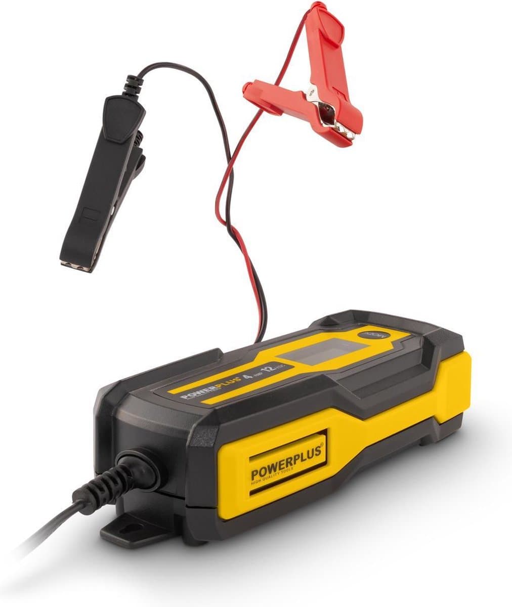 Powerplus slimme lader POWX4203, 12V batterijen, 3 - 120 Ah, druppellader, wintermodus, acculader voor auto (EAN: 5400338094408)