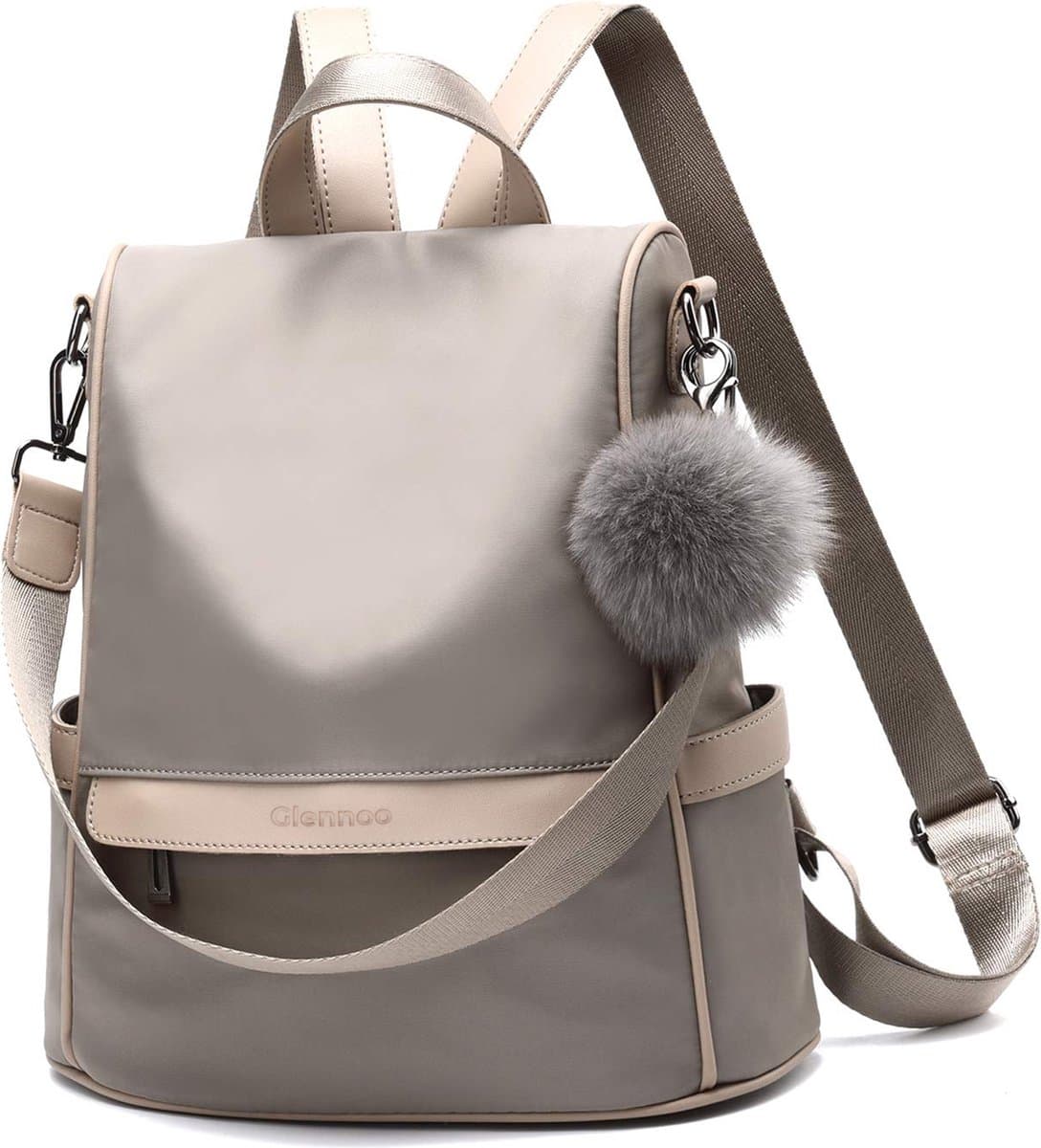 Glennoo Anti-diefstal rugzak - Rugtas dames - Waterdicht - Klein - Anti-theft backpack - Nylon - Beige (EAN: 8720165166268)