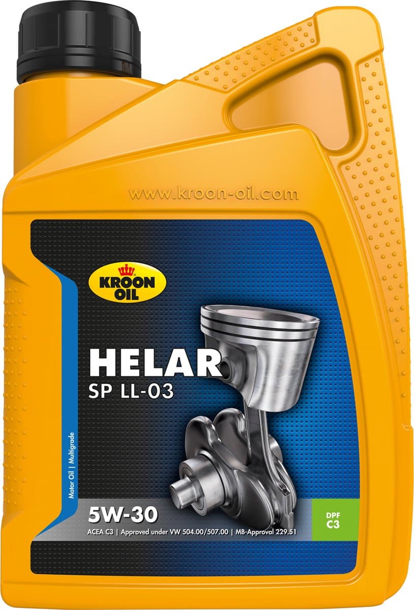 Kroon-Oil Helar SP LL-03 - Synthetische 5W-30 Motorolie - Mid-SAPS - 1 Liter - Transparant (EAN: 8710128330942)