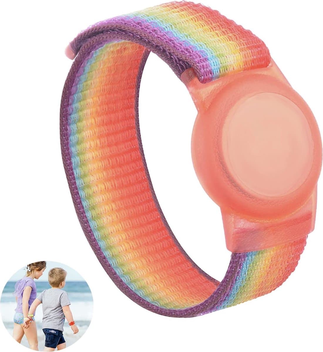 Premium Armband geschikt voor Apple AirTag voor Kinderen met Klittenband Sluiting Regenboog | AirTag-sleutelhanger Hoesje Kind | Polsband GPS Horloge Kind | Tracker Houder | Trackers Band | Kinder Horloge | Peuter | GPS Horloge Senioren (EAN: 8720...