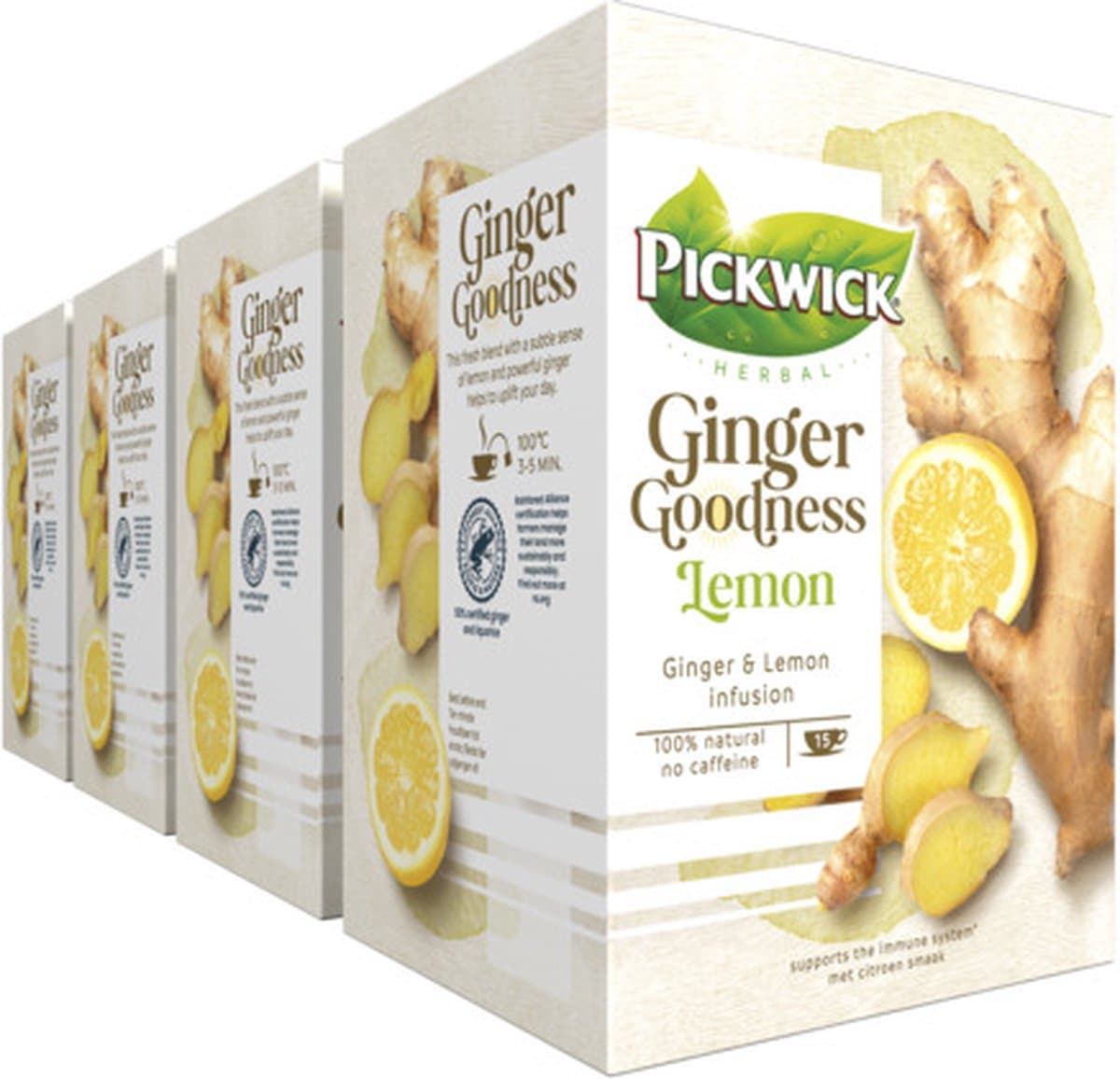 Pickwick Kruidenthee Ginger Goodness Lemon - 4 x 15 theezakjes (EAN: 8711000497685): Een beetje context waarom ik naar een thee‑ritueel toe ben gegaan