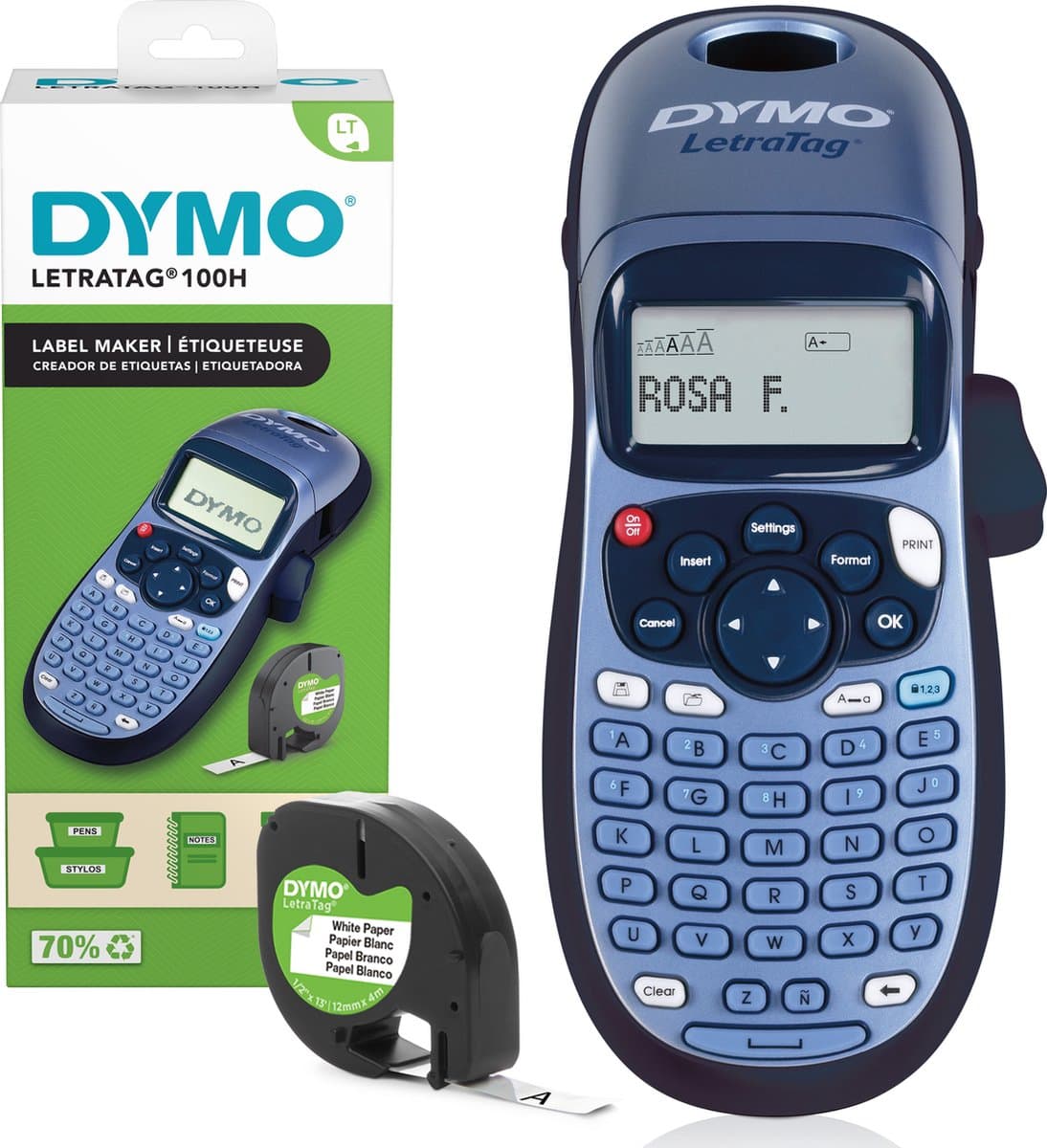 DYMO LetraTag LT-100H Labelprinter - Labelmaker met ABC-toetsenbord voor thuis en op kantoor - Blauw (EAN: 3501170883976)