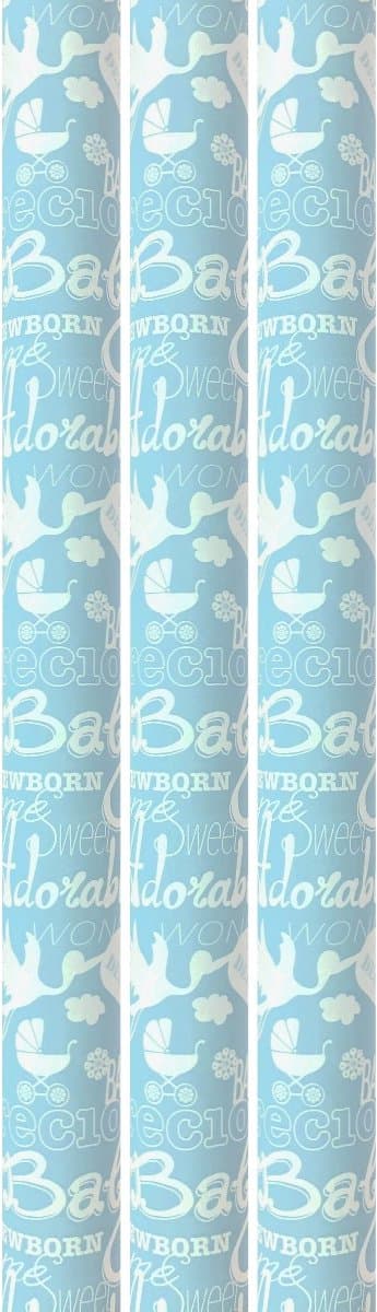 Benza cadeaupapier - Inpakpapier voor geboorte jongen Babyshower - 200 x 70 cm - 3 rollen (EAN: 8718998041388)