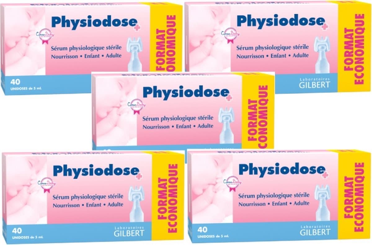 Gilbert Physiodose Stérile – 5 x 40 Unidoses de 5ml – Hygiène Nasale et Oculaire (EAN: 3400005669863)