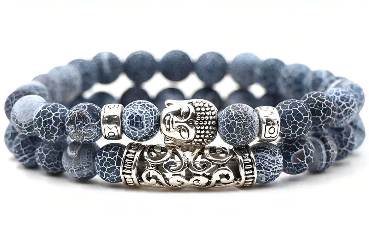 Kralen Armband met Buddha Beeld - Mat Blauw - Natuursteen - Boeddha Sieraden - Armbanden Heren Dames - Kralenarmband - Valentijnsdag - Valentijn Cadeautje voor Hem (EAN: 8721073803108)