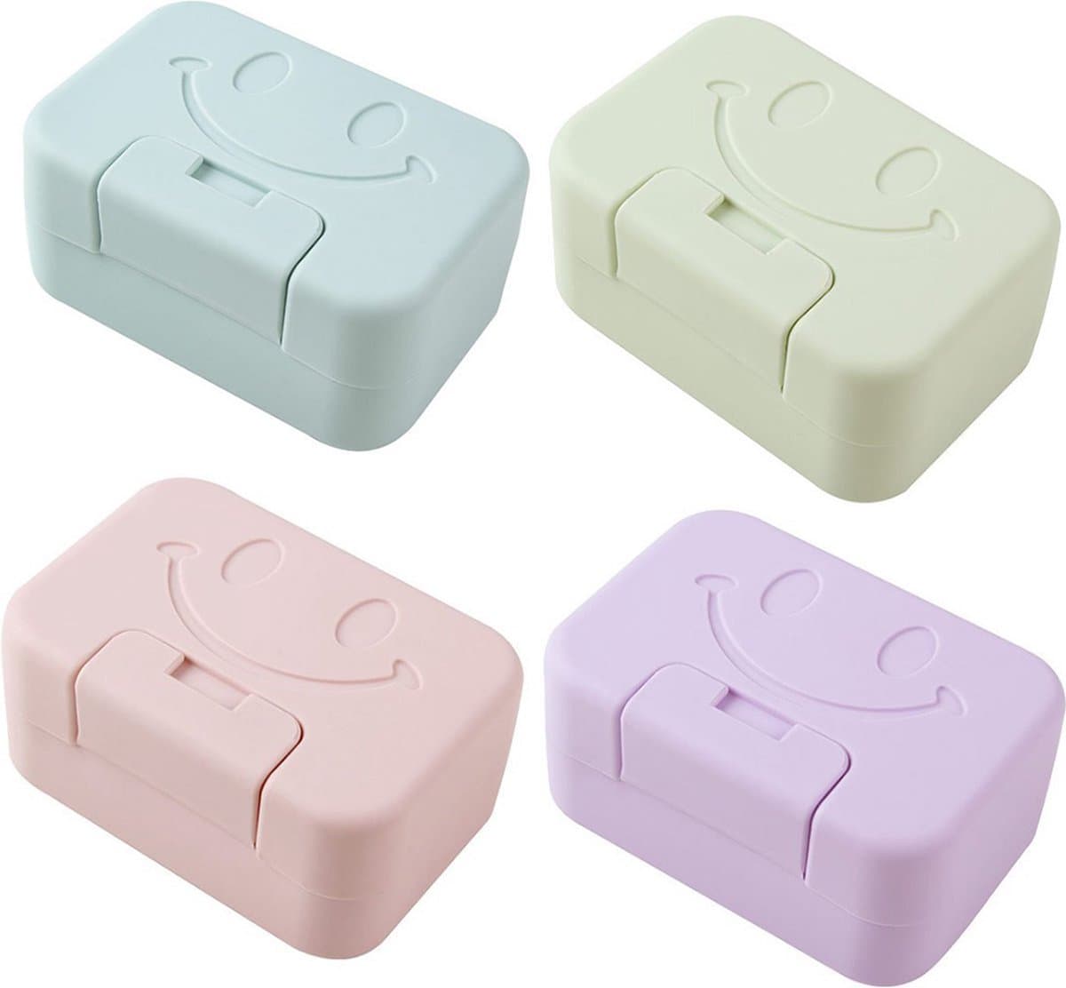 Zeephouders - voor op reis waterdicht - 4 stuks met deksel - voor thuis badkamer reizen kamperen - Zeephouder voor vakantie en reizen - Draagbare Bar Zeepetui - Lekvrije Zeepkist - Reisformaat Toiletartikelen (EAN: 9483451997906): Geen geknoei mee...