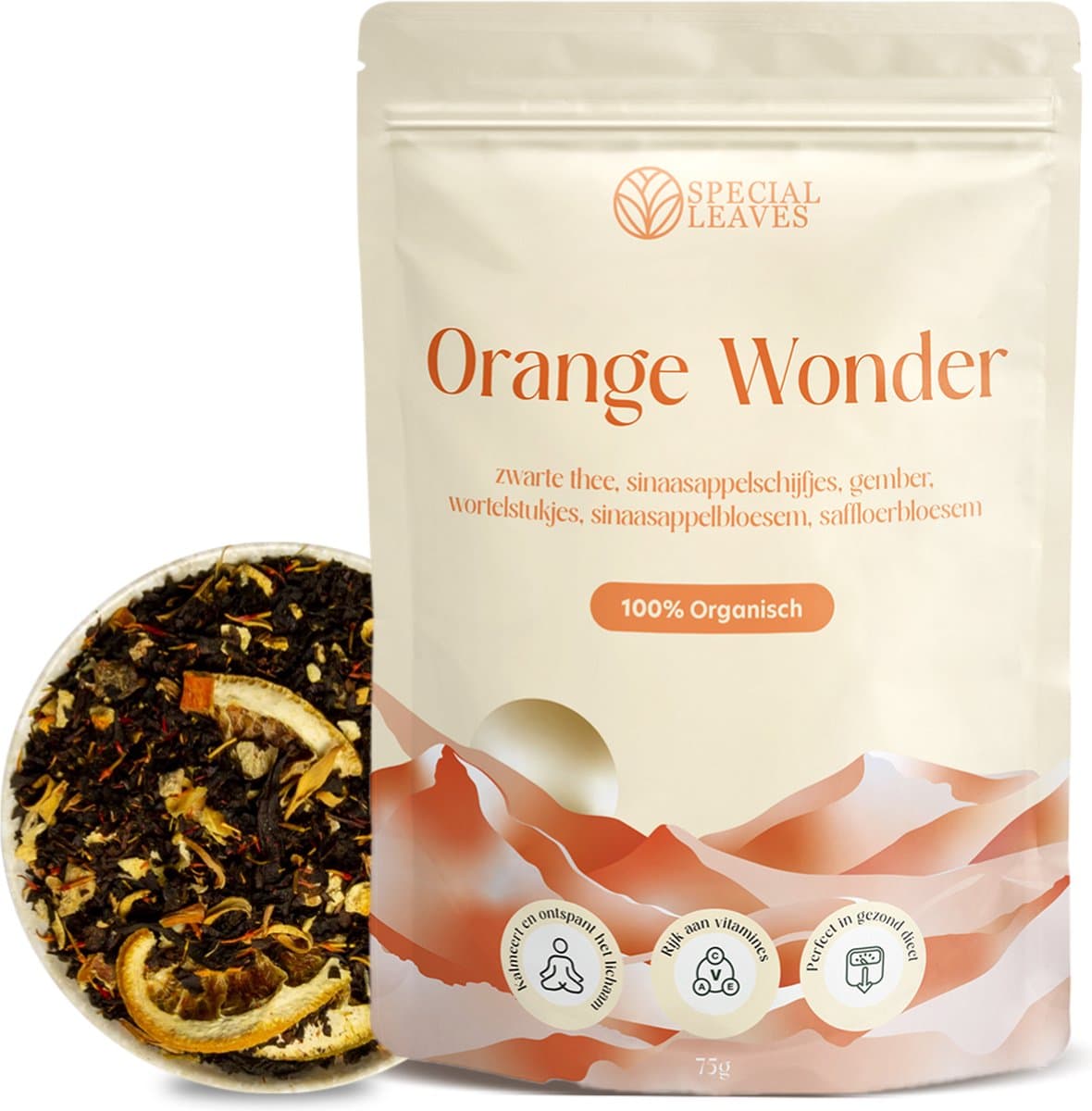 Special Leaves - Losse Thee - Orange Wonder - Fruitige Zwarte Thee Met Sinaasappel - 75 gram - Verse Thee - Vruchtenthee (EAN: 8721161403012)