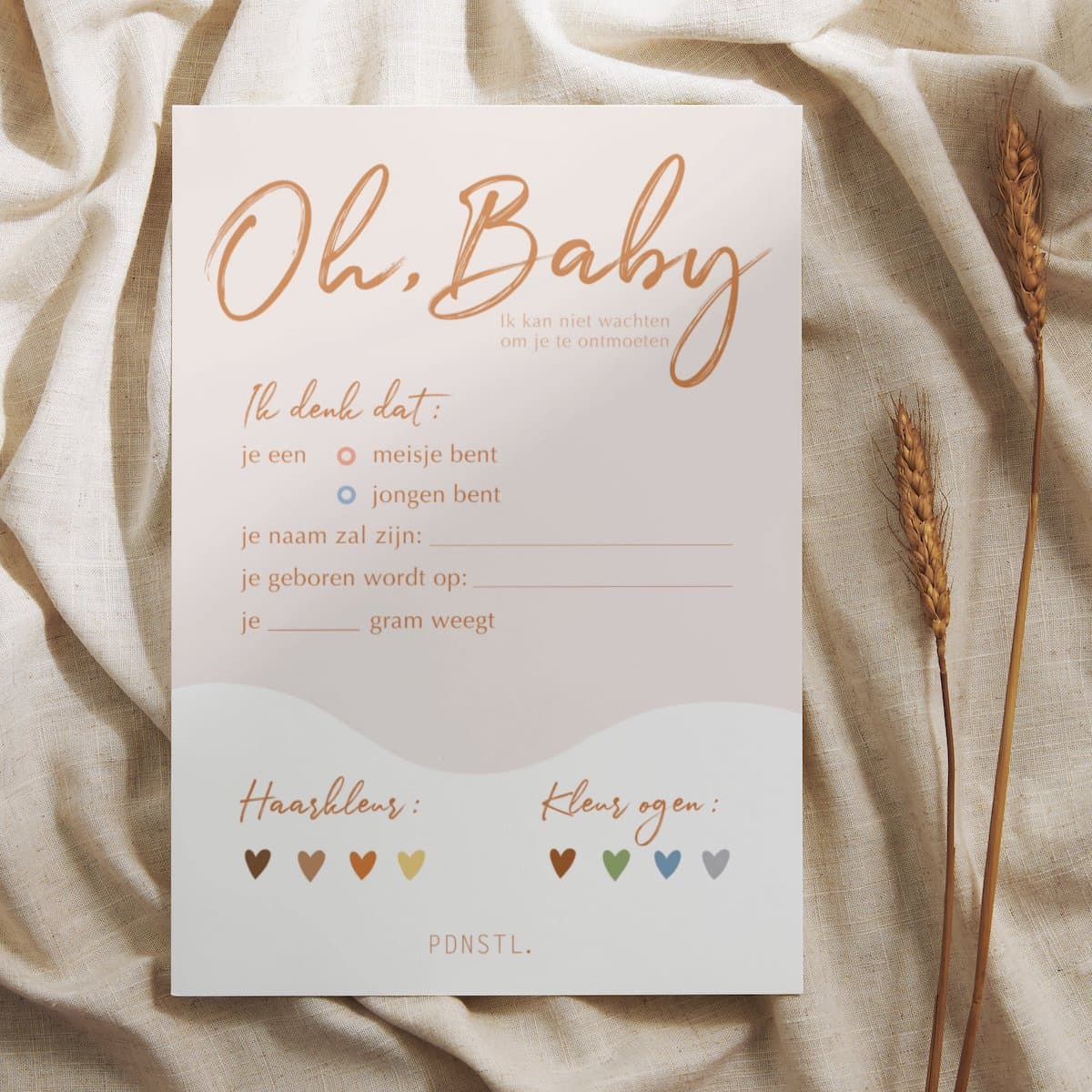 Babyshower invulkaarten - 20 stuks - jongen en meisje - Babyvoorspellingskaarten - Gender Reveal - Beige - Nude - 20 stuks (EAN: 8720844029297)