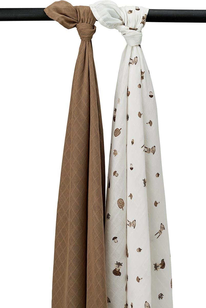 Meyco Baby Forest Animals swaddle - 2-pack - hydrofiel - toffee - 120x120cm (EAN: 4054703152067)