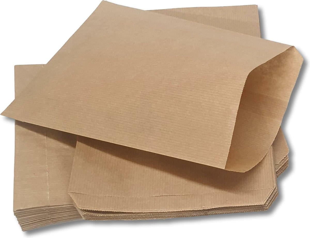 Prigta - Papieren zakjes - Bruin - 17,5x25 cm - 100 stuks - cadeauzakjes / verpakking zakjes (EAN: 8720682330043)