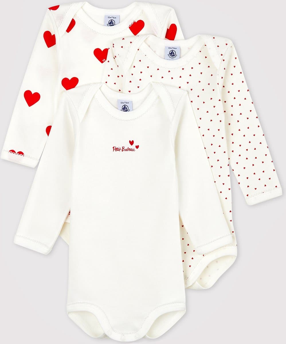 Petit Bateau Set van 3 katoenen body's met lange mouwen met hartjesprint (EAN: 3663708584516): Waarom ik meteen verliefd werd