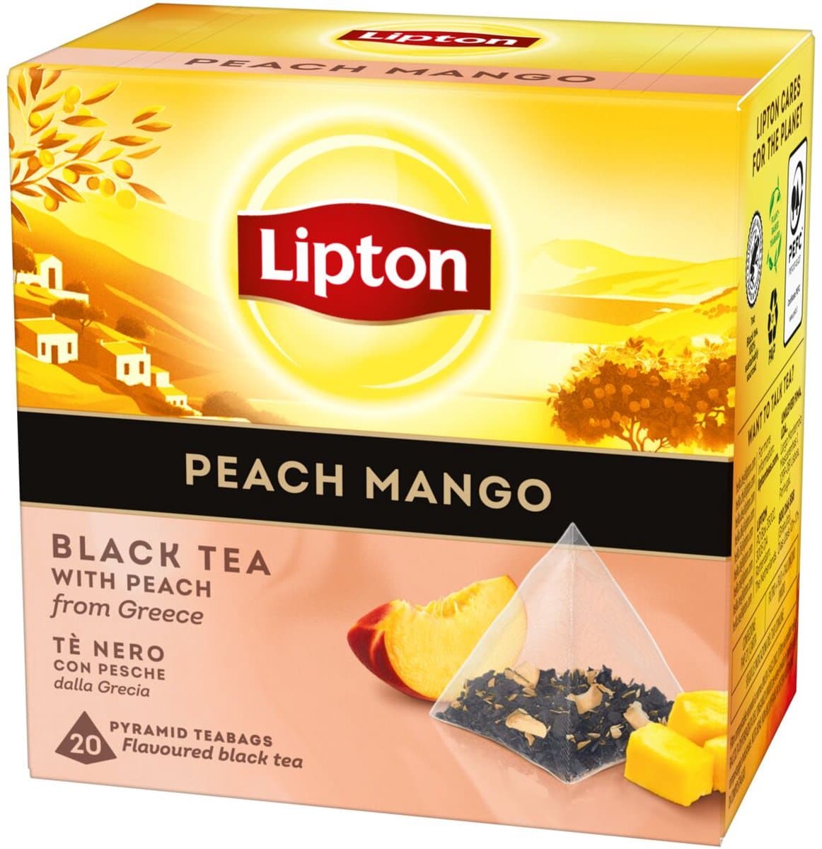 Lipton Peach & Mango - 80 Theezakjes Piramid - Zwarte Thee Perzik & Mango - 4 x 20 Zakjes - Voordeelverpakking (EAN: 5063270109878)
